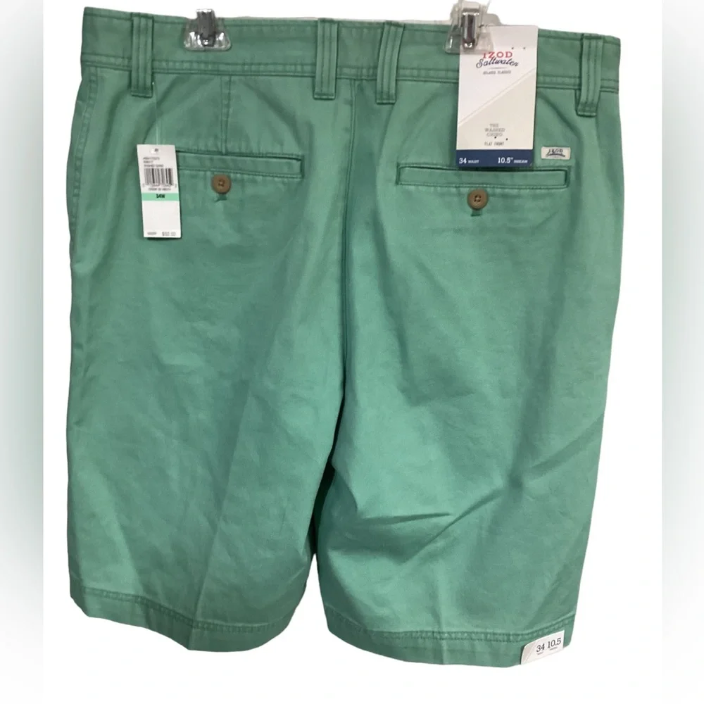 IZOD Saltwater Chino Shorts Men’s 34 Mint Green Golf Preppy NWT 10.5